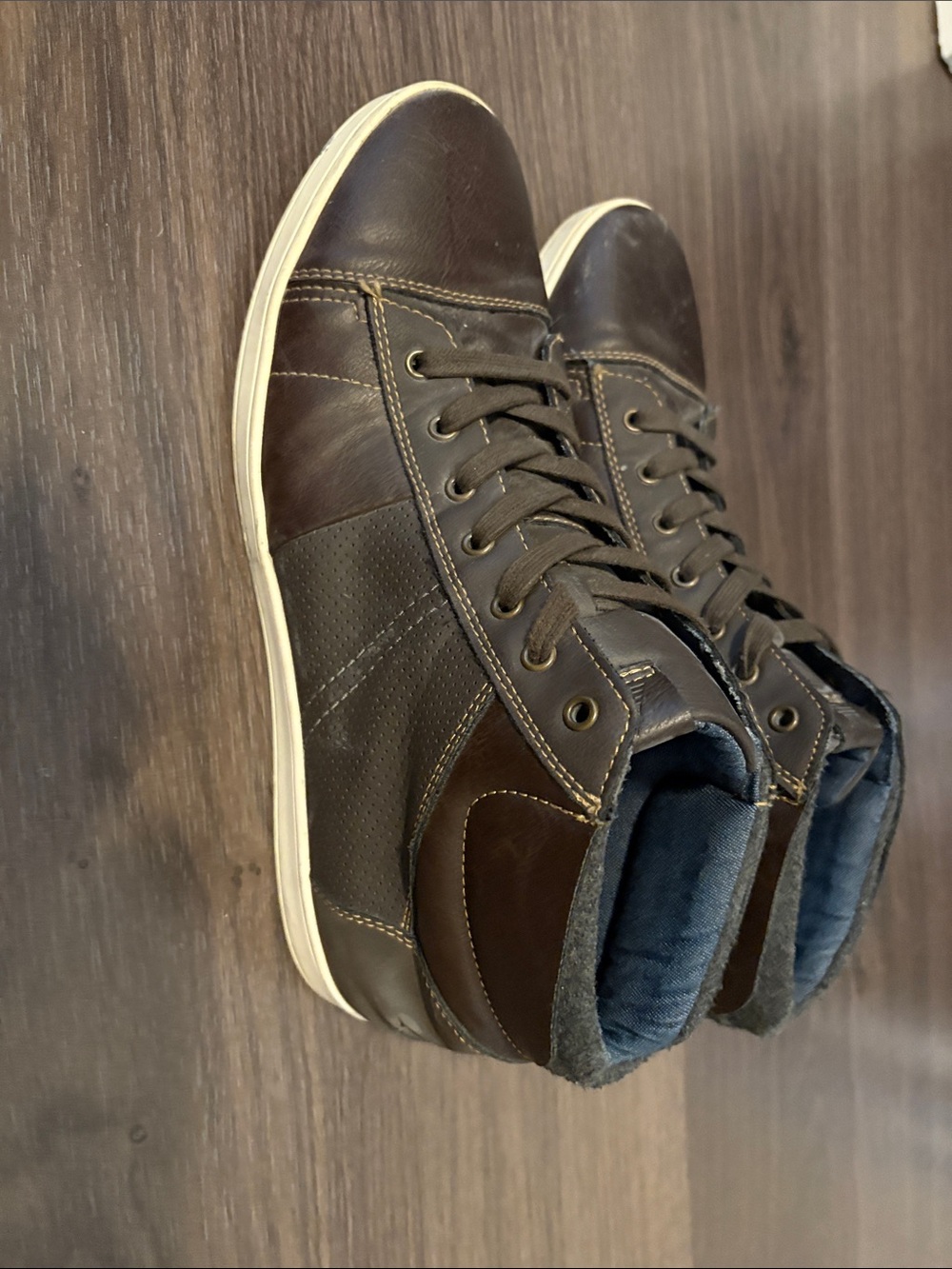 Aldo Dark Brown High-Top Lace-Up Sneakers